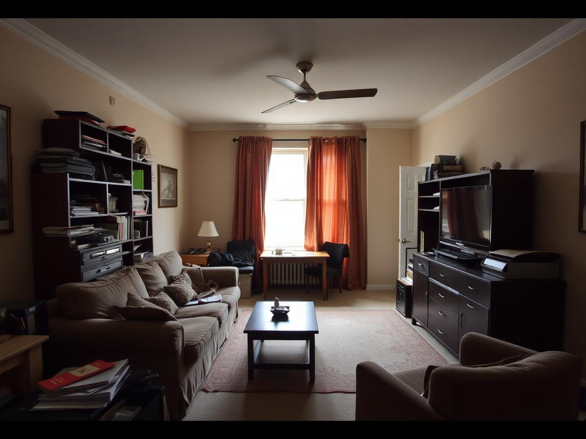 Original cluttered living room before redesign
